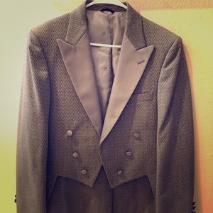 Christian Dior Mens Gray Fish Tail Suit 38R